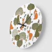 Bosdieren: vossen, vogels patroon grote klok (Hoek)