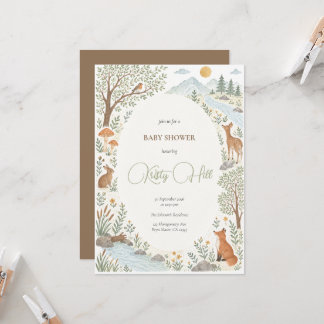 Bosdieren Watercolor Baby Shower Feest Kaart
