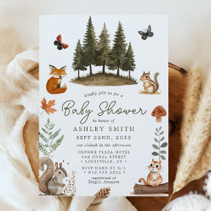 Bosdieren Watercolor Baby Shower Kaart