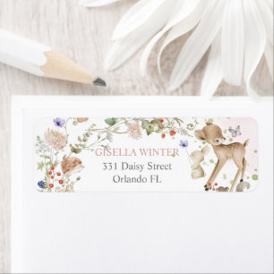 Bosdieren Wilde Bloemen Baby Shower Uitnodiging Etiket