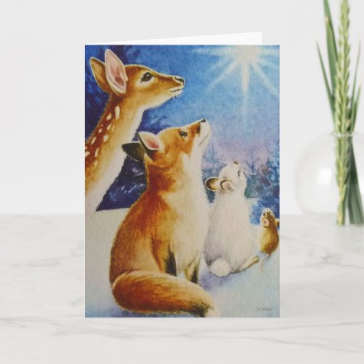 Bosdieren zien kerststerrenkunst kaart (Voorkant)