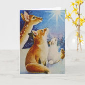 Bosdieren zien kerststerrenkunst kaart (Gele Bloem)