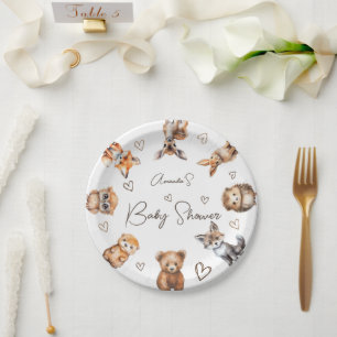 Bosdierenthema Baby Shower Papieren Bordje