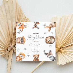 Bosdierenthema Baby Shower Uitnodiging