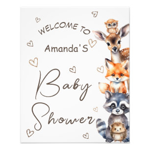 Bosdierenthema baby shower uitnodiging foto afdruk