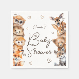 Bosdierenthema Baby Shower Uitnodiging Servet