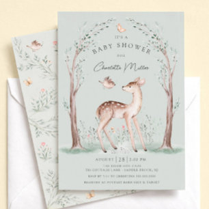 Boseland herten baby shower uitnodiging