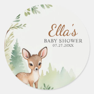 Boseland Herten Bos Neutrale Babyborrel Ronde Sticker