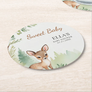 Boseland Hertenbos Neutrale Baby Shower Feest Ronde Kartonnen Onderzetter