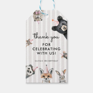 Bosfeest Dieren Verjaardagsfeest Favor Cadeaulabel