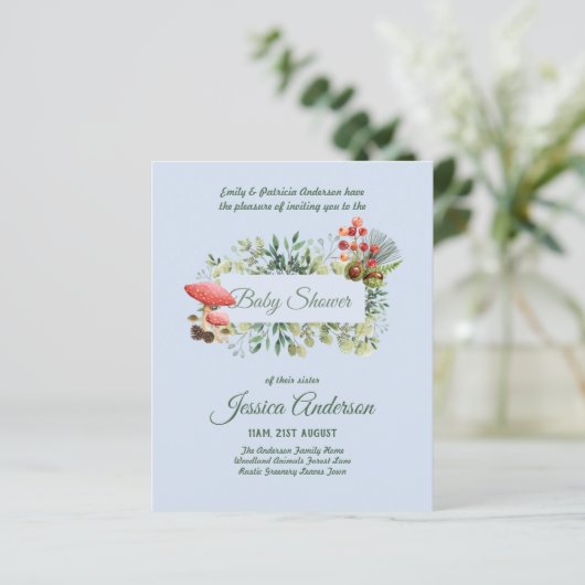 Bosflora en -fauna BABY SHOWER Uitnodigingen (Staand voorkant)