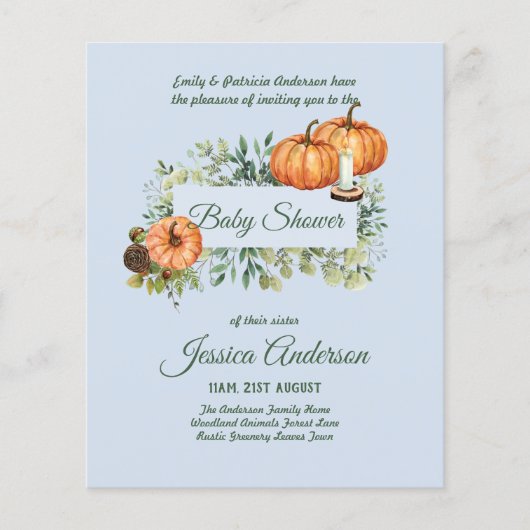 Bosflora en -fauna BABY SHOWER Uitnodigingen (Voorkant)