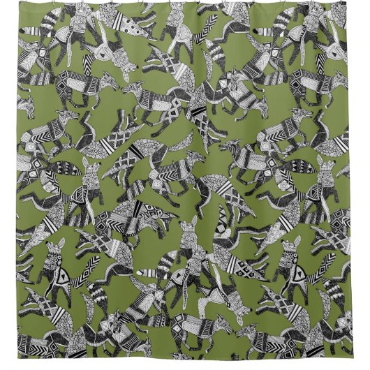 bosgebied fox partij groen douchegordijn (Voorkant)