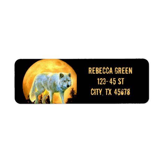 bosgebied moonlight volle maan wolf etiket (Voorkant)