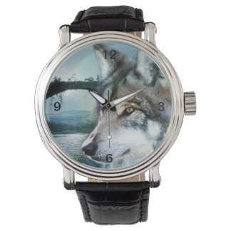 bosgebied moonlight volle maan wolf horloge