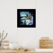 bosgebied moonlight volle maan wolf poster (Keuken)