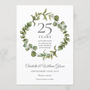 Bosgroen 25-jarig Huwelijksjubileum Save the Date Kaart