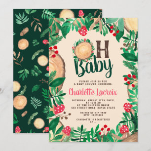 Bosgroen bos met stutbos Oh baby shower Kaart