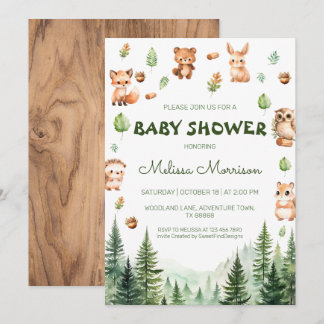 Bosgroen Bos Vrienden Boho baby shower Kaart