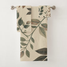 Bosgroen bruine beige houtachtige botanische print