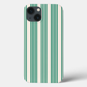Bosgroen en beige vijf strepen patroon iPhone 13 hoesje