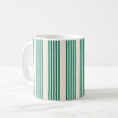 Bosgroen en beige vijf strepen patroon koffiemok (Voorkant links)