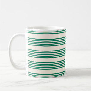 Bosgroen en beige vijf strepen patroon koffiemok