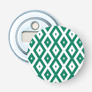 Bosgroen en wit diamantpatroon button flesopener