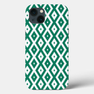 Bosgroen en wit diamantpatroon Hoesje-Mate i iPhone 13 Hoesje