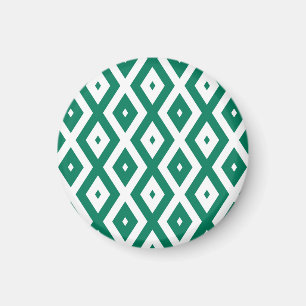 Bosgroen en wit diamantpatroon magneet