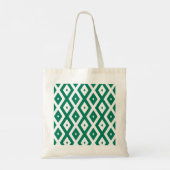 Bosgroen en wit diamantpatroon tote bag (Achterkant)
