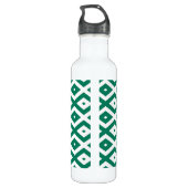 Bosgroen en wit diamantpatroon waterfles (Achterkant)