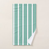 Bosgroen en wit vijf streepjespatroon bad handdoek (Handdoek)