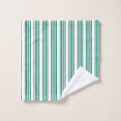 Bosgroen en wit vijf streepjespatroon bad handdoek (Wasdoekje)