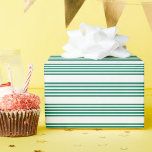 Bosgroen en wit vijf streepjespatroon cadeaupapier