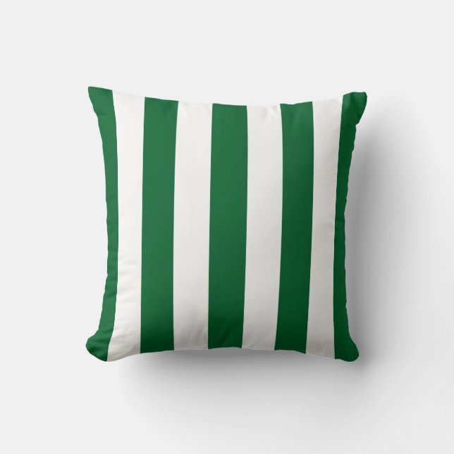 Bosgroen en wit XL strepenpatroon Kussen (Voorkant)