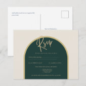 Bosgroen Goud Witte Rozen Winter Huwelijk RSVP Briefkaart (Voorkant / Achterkant)