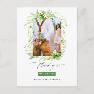 Bosgroen Huwelijksfoto Bedankt Briefkaart