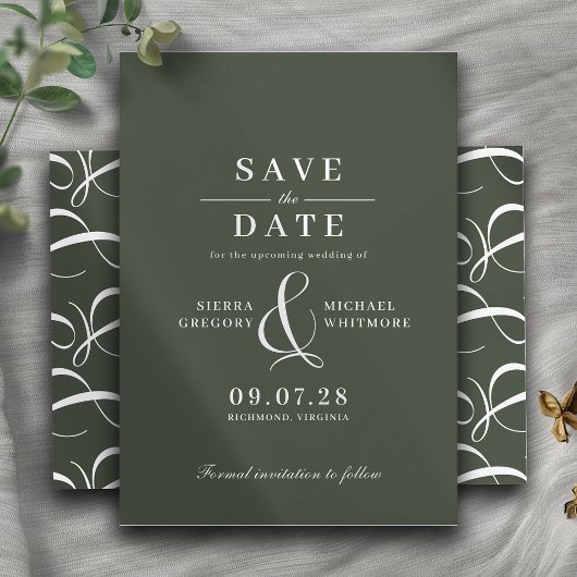 Bosgroen mos | Formele moderne retro typografie Save The Date