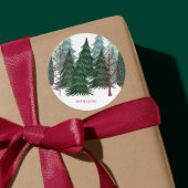 Bosgroen | Pine Trees kerstvakantie Ronde Sticker