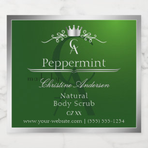 Bosgroen Productlabel Zilveren Frame Monogram Likeurfles Etiket