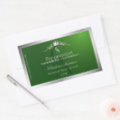 Bosgroen productlabel zilveren frame monogram rechthoekige sticker (Envelop)