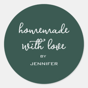 Bosgroen Thuisgemaakt Met Liefde Ronde Sticker