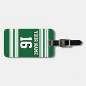 Bosgroen Witte Team Jersey Aangepast Nummer Naam Bagagelabel (Voorkant horizontaal)