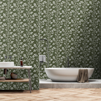 Bosgroene botanische takken en bladeren behang