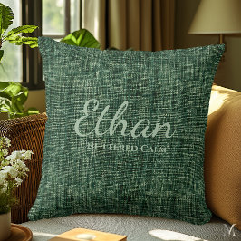 Bosgroene denim textuur | Aangepaste rustieke woni Kussen