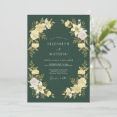 Bosgroene Gouden Bloeiende Bruiloft Kaart (Staand voorkant)
