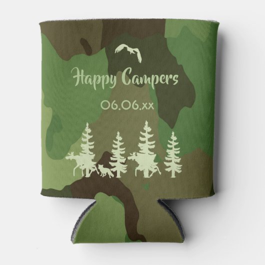 Bosgroene jagers, camouflage en druk op wilde dier blikjeskoeler (Voorkant)