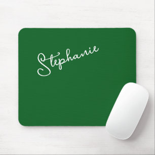 Bosgroene Persoonlijke Naam Script Minimalistisch Muismat