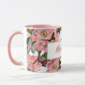  bosgroene roze koraalbloem mok (Links)